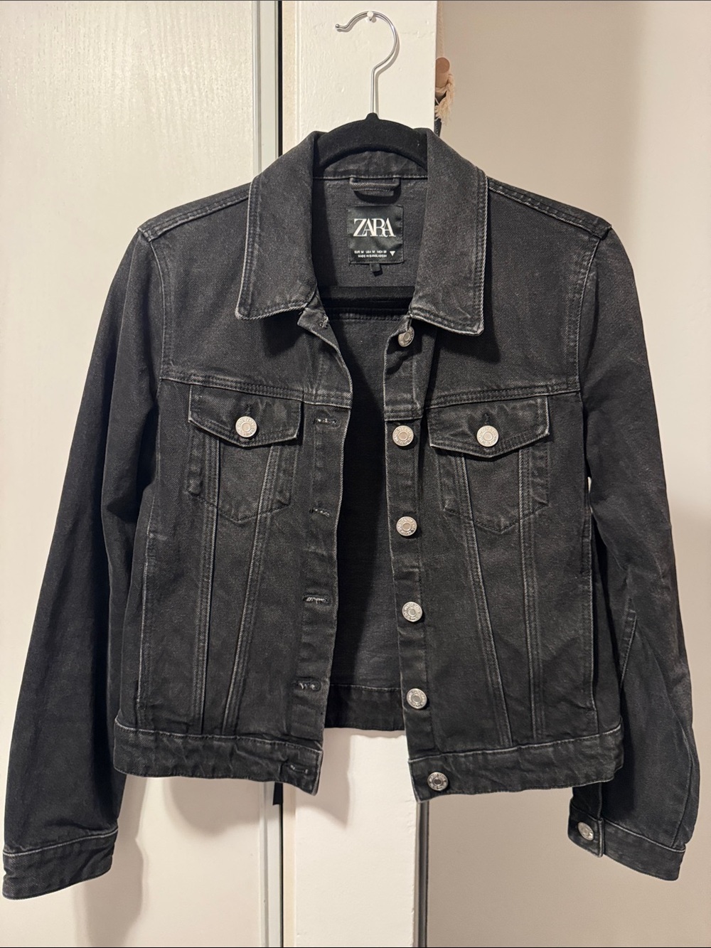 Zara Black Denim Trucker Jacket